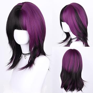 Bob Wigs with Bangs for Black Women, Synthetic Heat Resistant Wig for Daily Party Halloween Costume