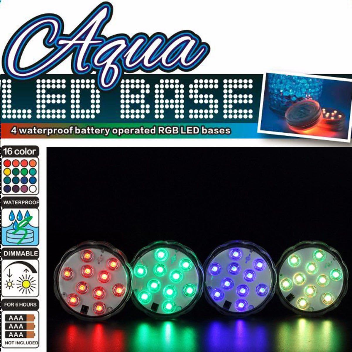 Submersible LED Lights MultiColor 10LED Waterproof Lights