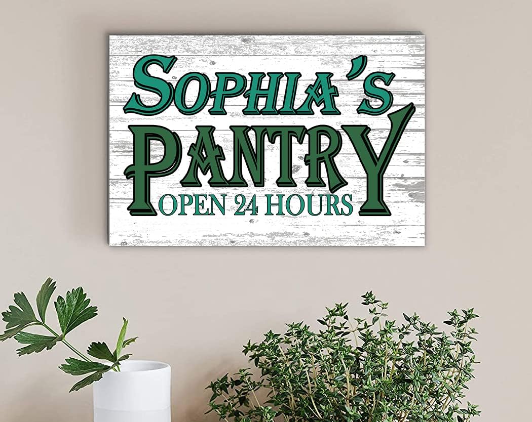 PERSONALIZED Kitchen Pantry Sign Open 24 Hours Rustic Farmhouse Decor Vintage Yet Modern Wall Art Custom Name Home Gift 16" x 10.5"