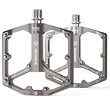 Road/Mountain Bike Pedals - 3 Bearings Bicycle Pedals - 9/16” CNC Machined Flat Pedals with Removable Anti-Skid Nails