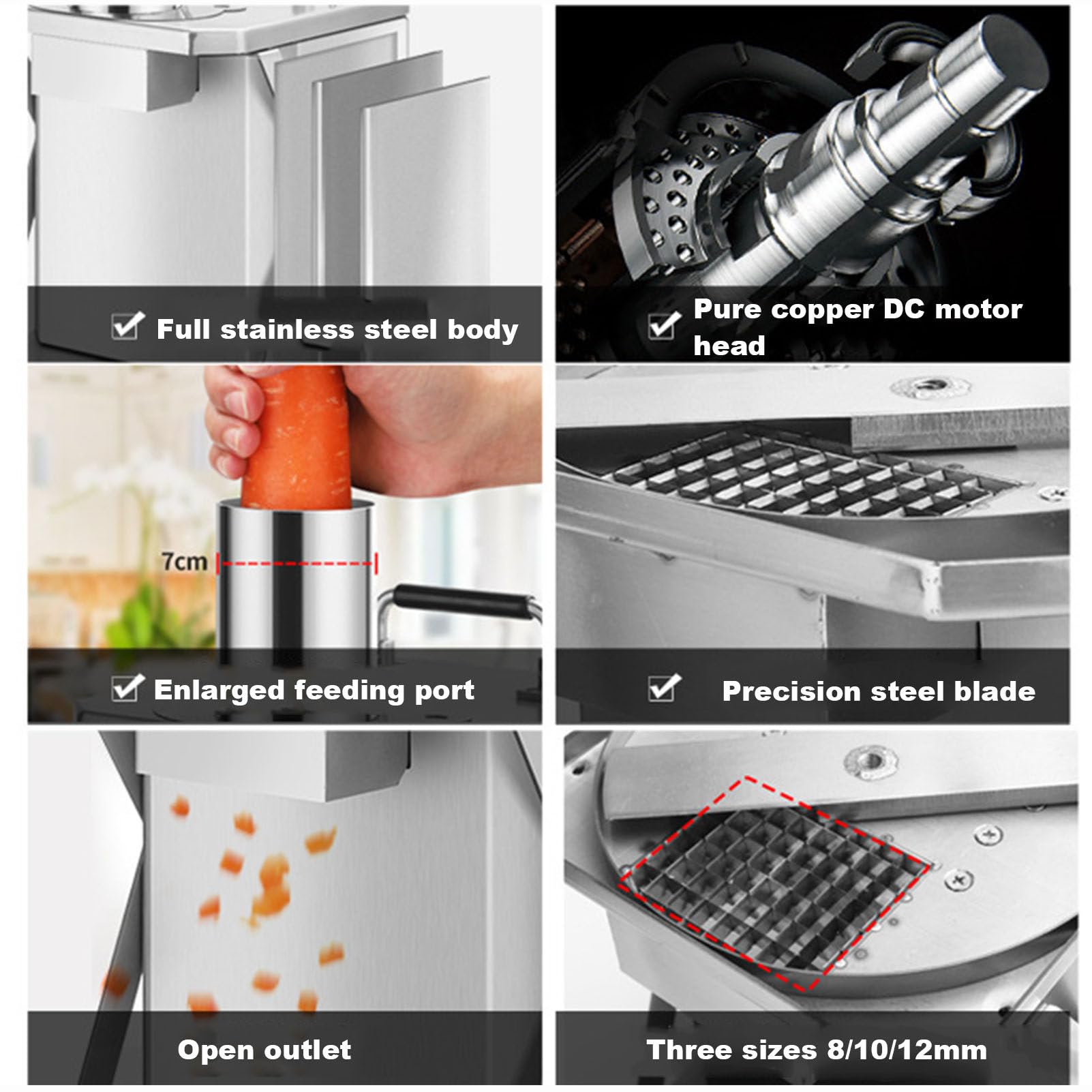 Cortador eléctrico de frutas y verduras, cortador de verduras desmontable para uso en la cocina del hogar, cortador de frutas eléctrico para restaurantes comerciales, cocina, z,15 mm
