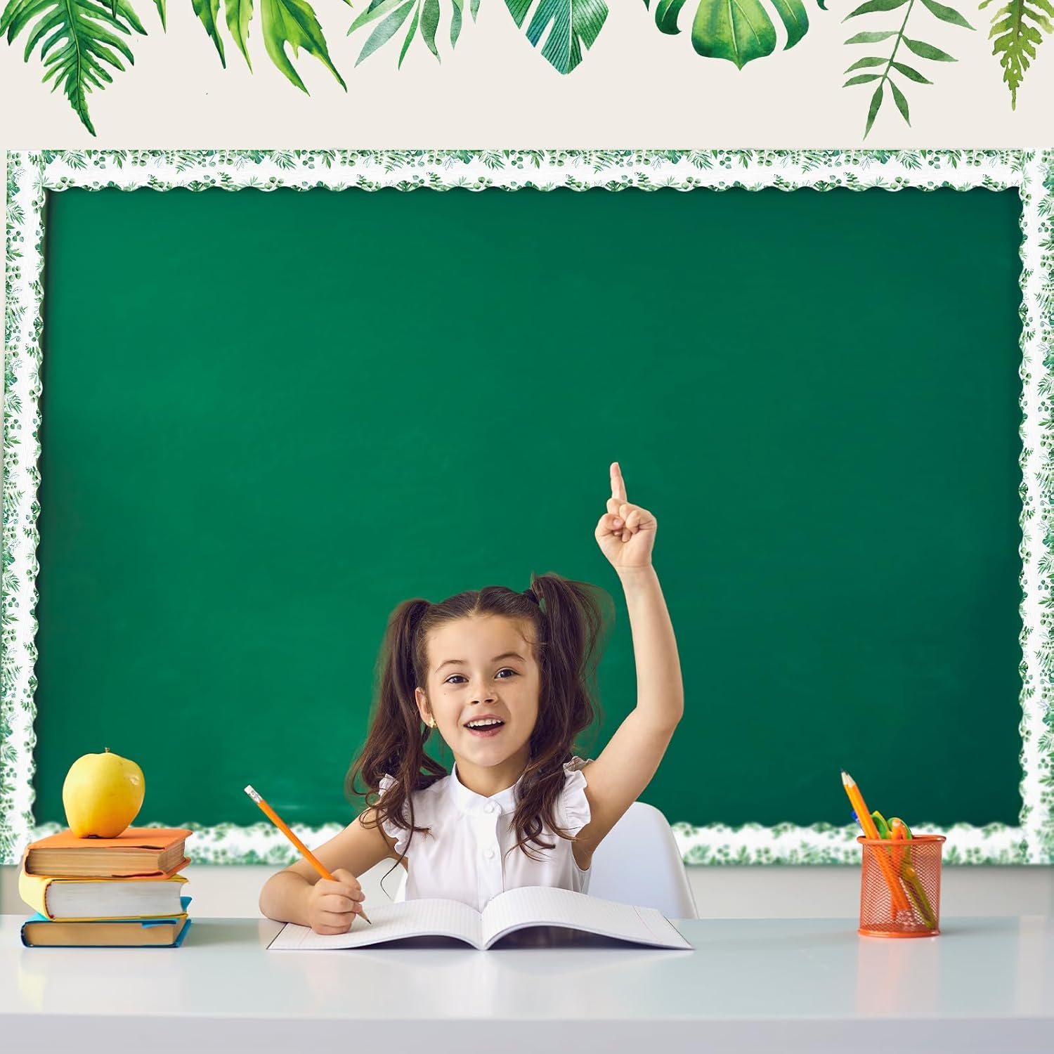 Fuutreo 118 ft Greenery Border Trim Bulletin Back to School Board Leaves Border Trim Decorations Wall Desk Window Door Decor for Home School Office Wall