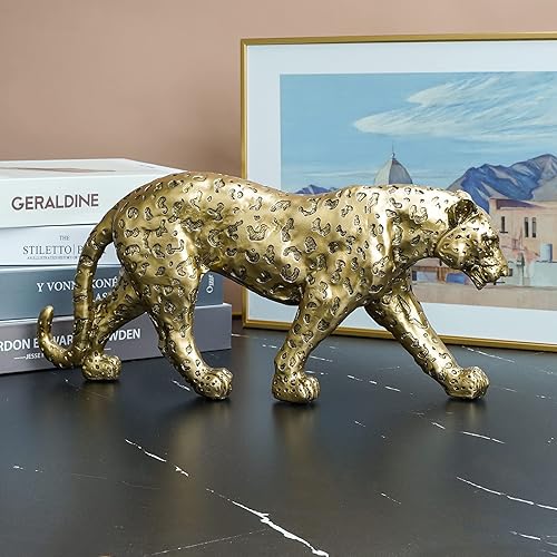 Miniatura 3 de Estatua de guepardo para decoración del hogar, escultura de leopardo, resina, estatuilla de guepardo sentado, decoración de mesa para el hogar,