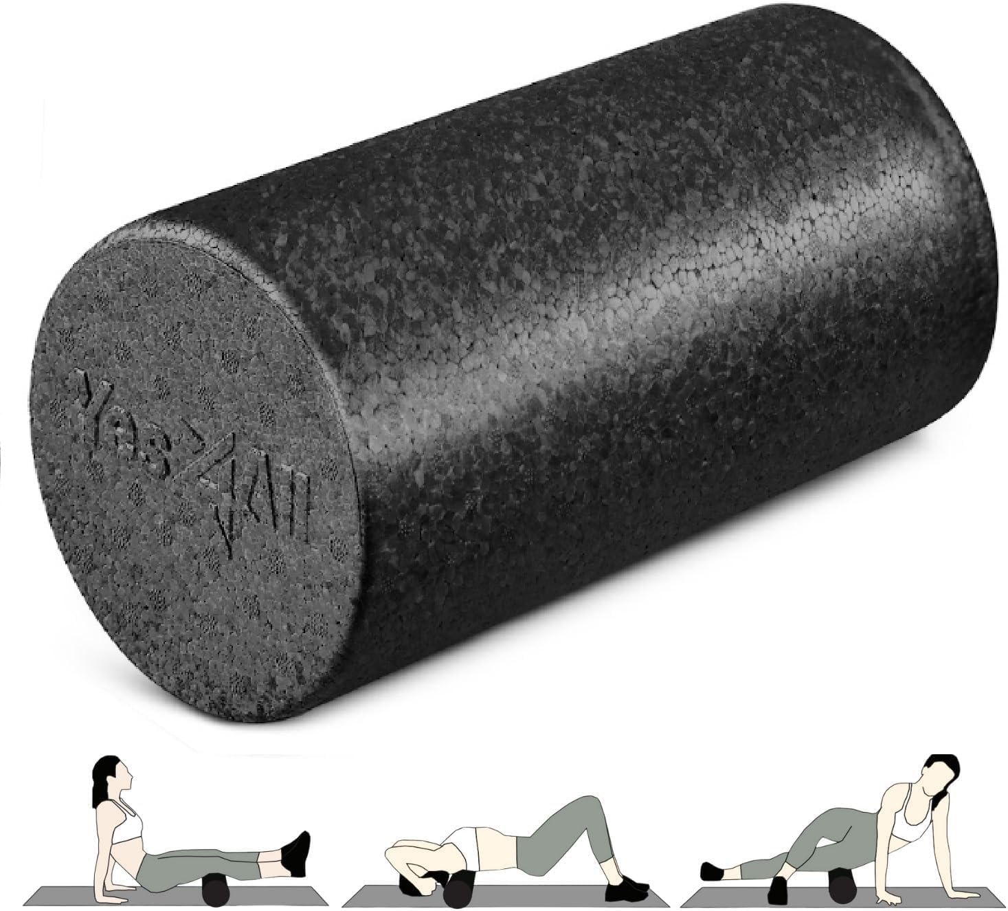 Yes4All High-Density Round Back Roller Foam, Exercise Foam Roller for Yoga, Pilates & Stretching - 12, 18, 24, 36 inch