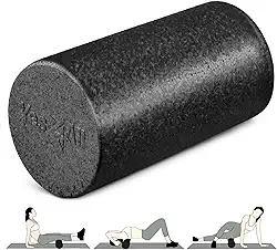 Rolo de espuma de alta densidade Yes4All, para pilates e outros exercícios, 30,5 cm, preto