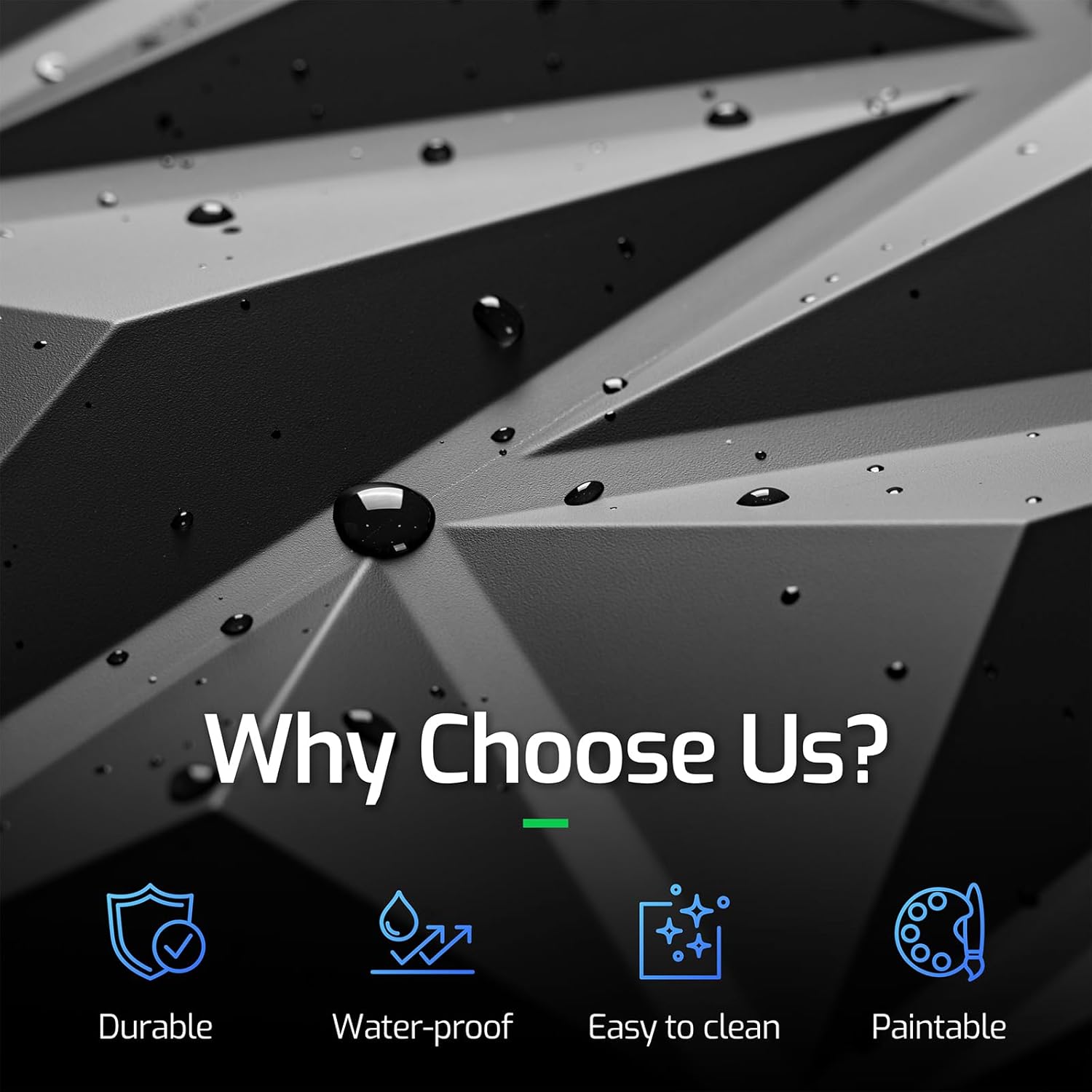 16 Pack 3D Wall Panels for Interior Wall Decor, 11.8'' x 11.8'' Decorative Wall Panels, Accent Wall Panels, 3D Diamond Design Wall Decor for Living Room, Bedroom, Gaming Room, Black