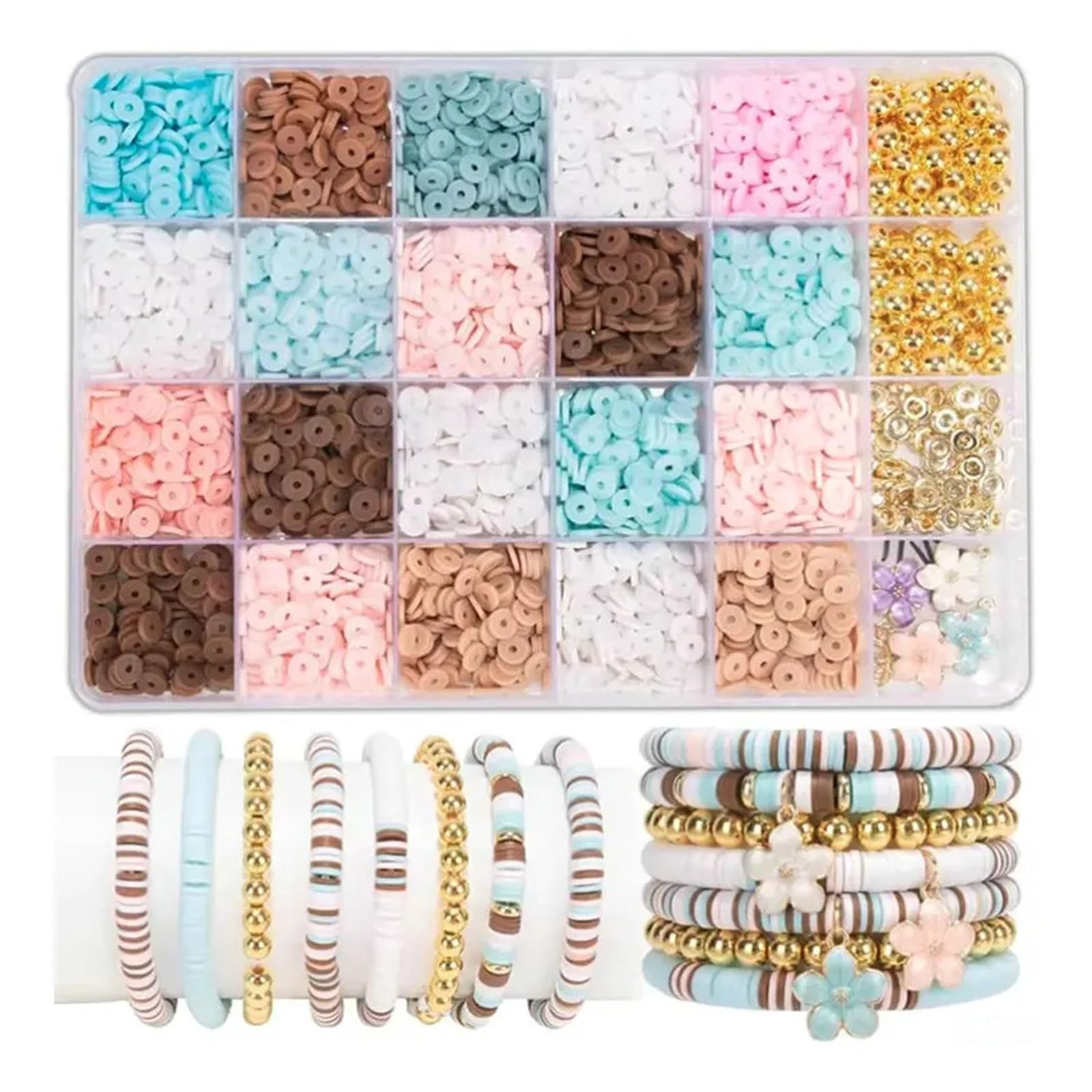 Rynzo DIY Beading Kits 24-Color Clay Bead Bracelet Craft Kit(Beads Kit5)