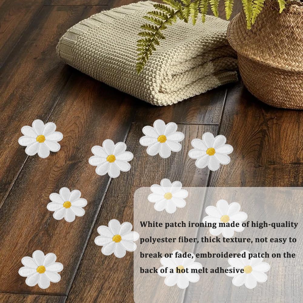 40 Toppe Termoadesive A Forma Di Margherita - Bianche Per Decorare E Riparare Vestiti - Foto 5