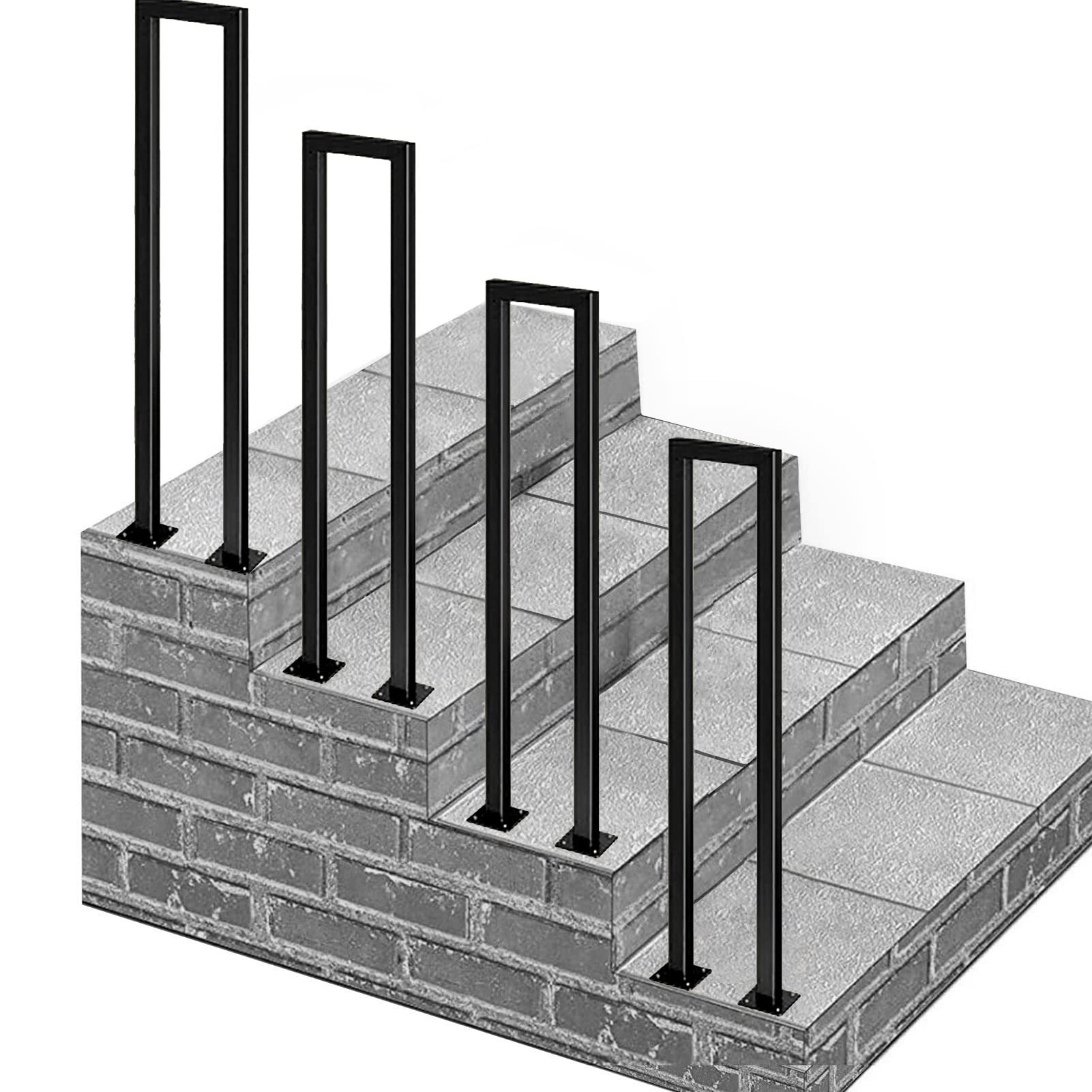 Rampe de jardin noire mate pour sécuriser une marche extérieure