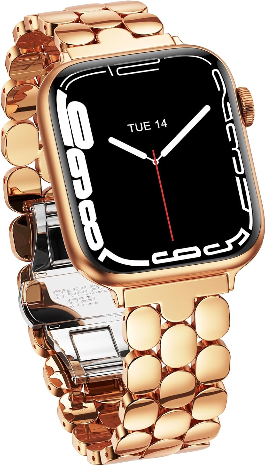 ELECTIM Compatible with Apple Watch Bands for Women 38mm 40mm 41mm 42mm 44mm 45mm 46mm 49mm, Stainless Steel Clasp Luxury Dressy Metal Band for iWatch Series 11 SE 2/SE 10 9 8 7 6 5 4 3 2 1 Ultra 2