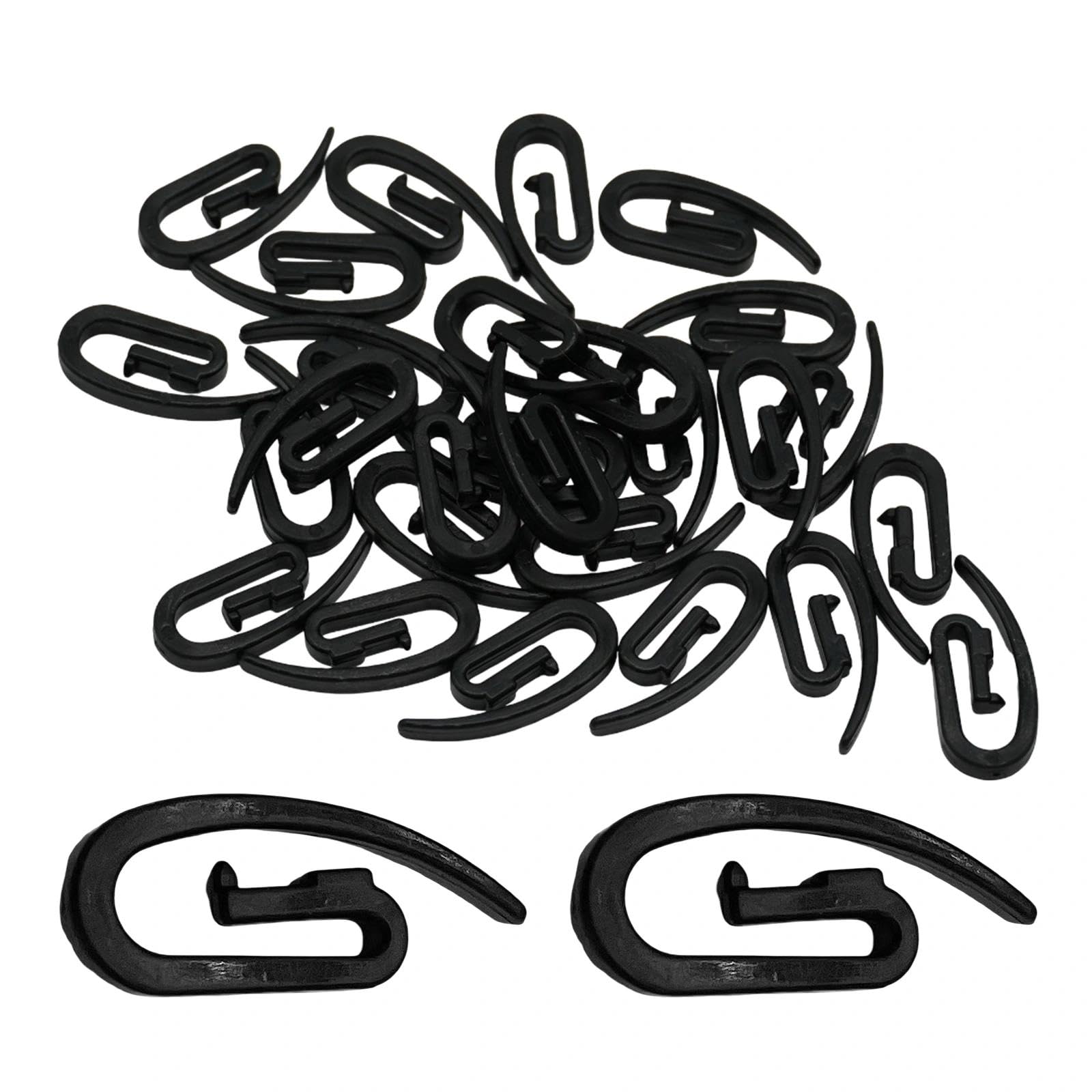 100pcs Black Curtain Hooks POM Plastic, Eyelet Diameter 4mm, Length 31mm, Width 10mm