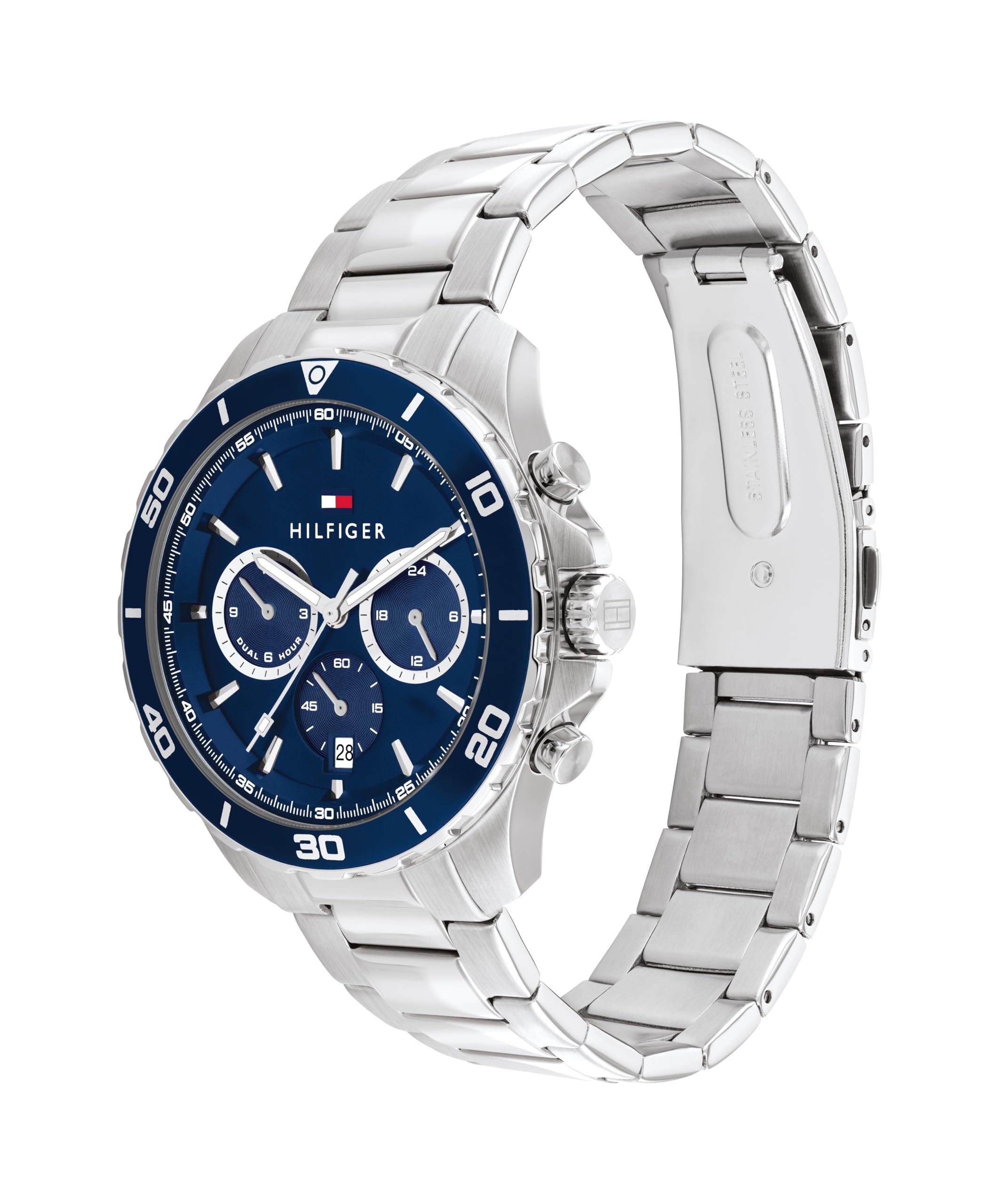 Tommy Hilfiger Orologio Analogico Multifunzione al Quarzo da Uomo con Cinturino in Acciaio Inossidabile