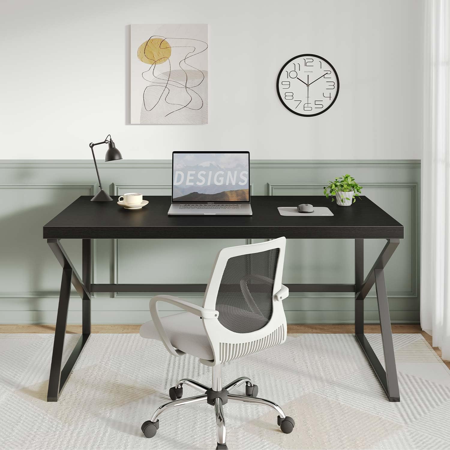 HSH Schreibtisch Computertisch PC Tisch Bürotisch Schwarz 140 cm | Schreibtisch Groß 140x60 Homeoffice Bürotisch Holz Computer Desk