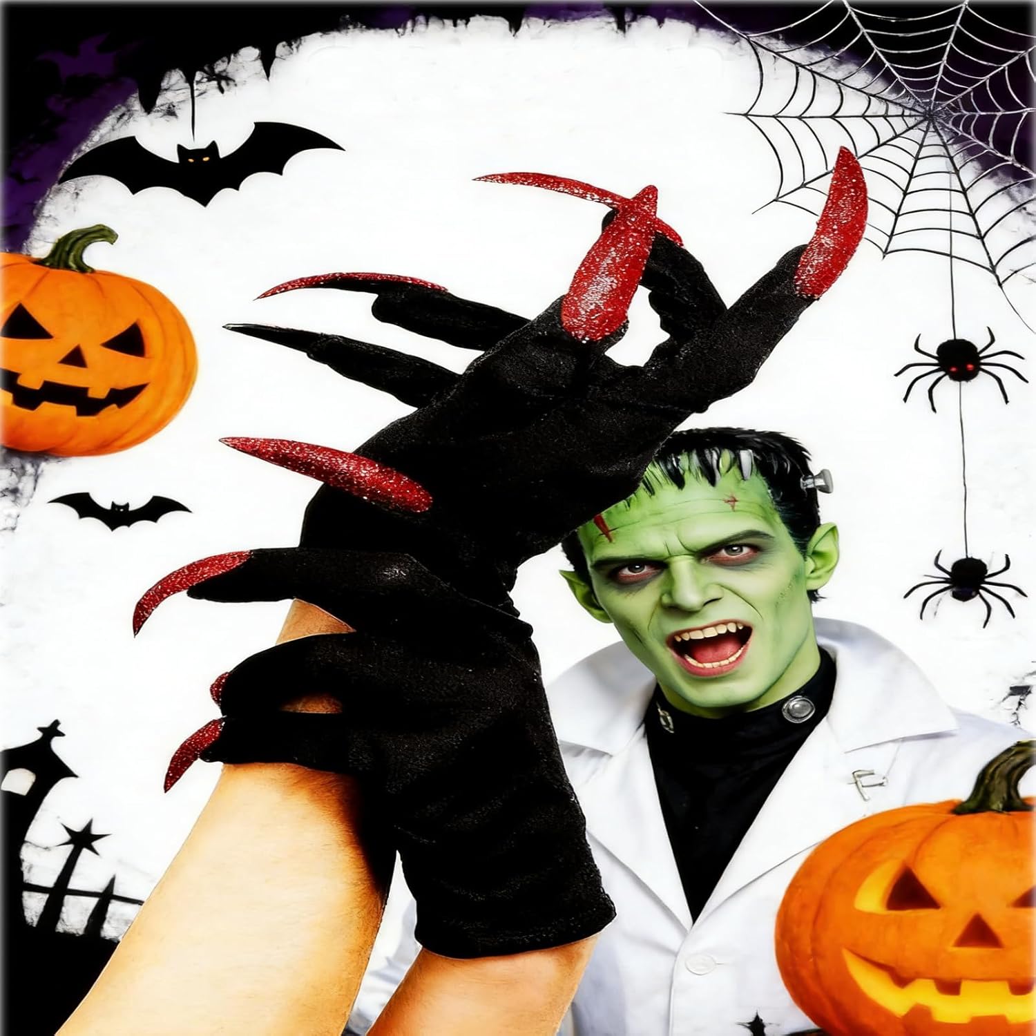 Soochat Halloween Witch Gloves with Glitter Nails Paw Gloves Performance Props Cosplay Costume Accessories Halloween Party Dress up Supplies - Image 7