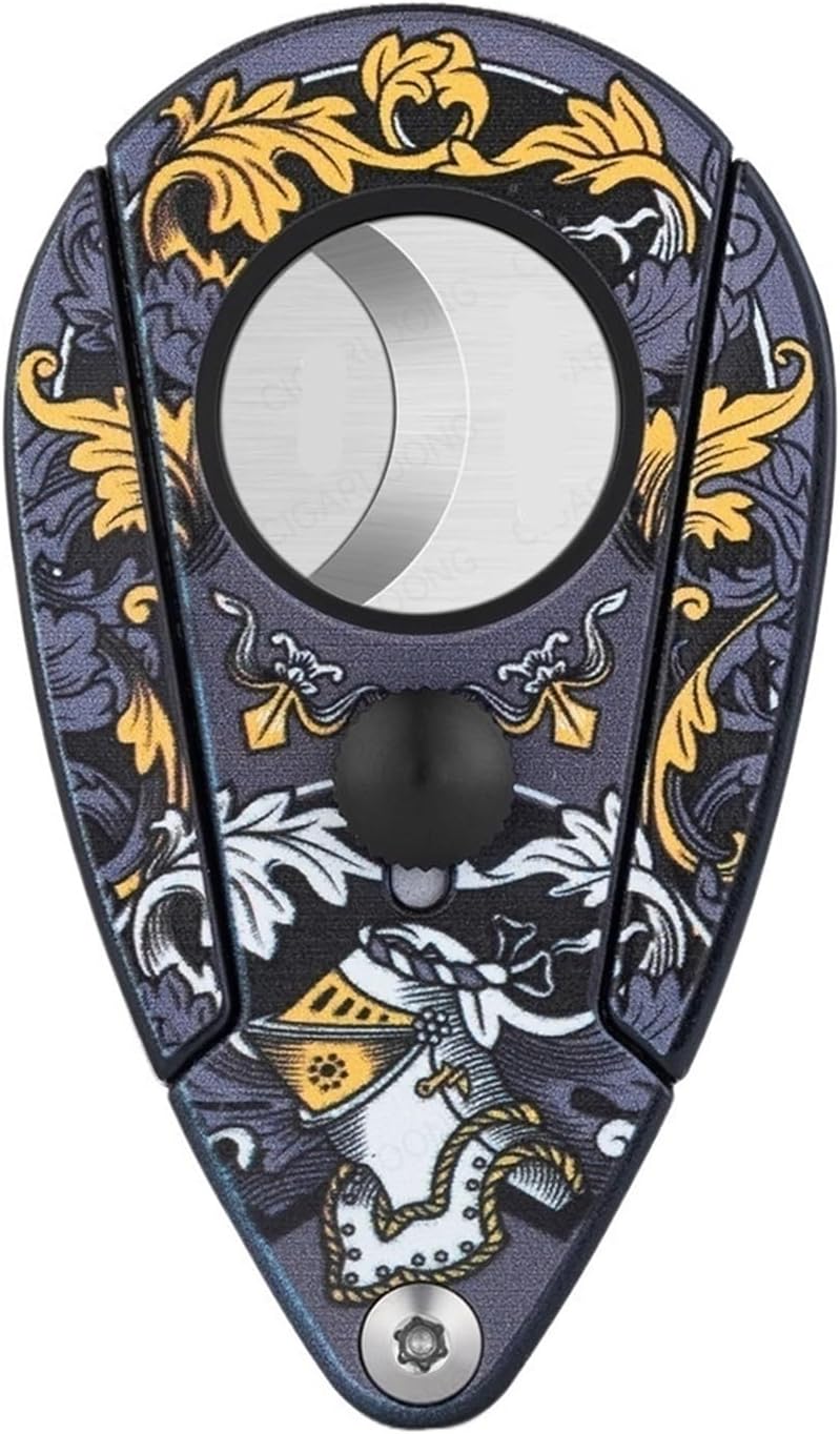 Stainless Steel Cigar Cutter, Dual Blade Slicer with Spring-Loaded Mechanism, Portable Metal Tool(E)