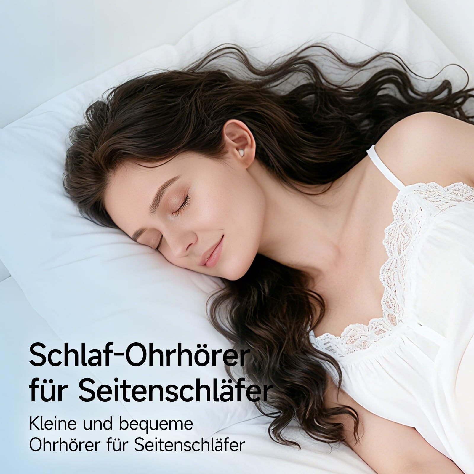 Schlafkopfhörer Bluetooth 6.0 – Mini Kabellose Kopfhörer zum Schlafen, Komfortabel & Leicht, Lang anhaltender Akku, Für Training, Arbeit & Reisen, Mit Leistungsanzeige（Weiß）