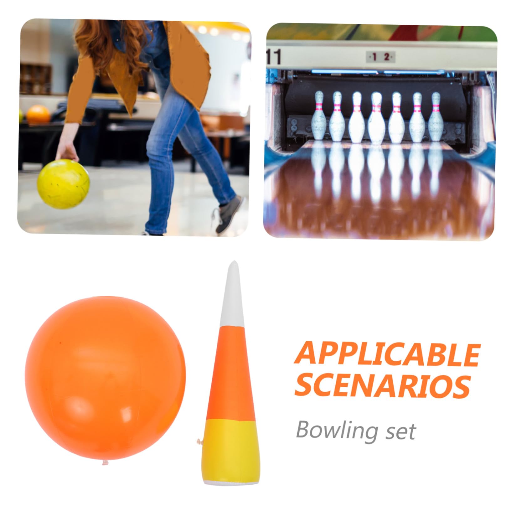 FRCOLOR Bola de Bolos Inflable Juego de Bolos Inflables para Pequeños Juego Deportivo Divertido Patio Juguete Educativo para Interior y Exterior