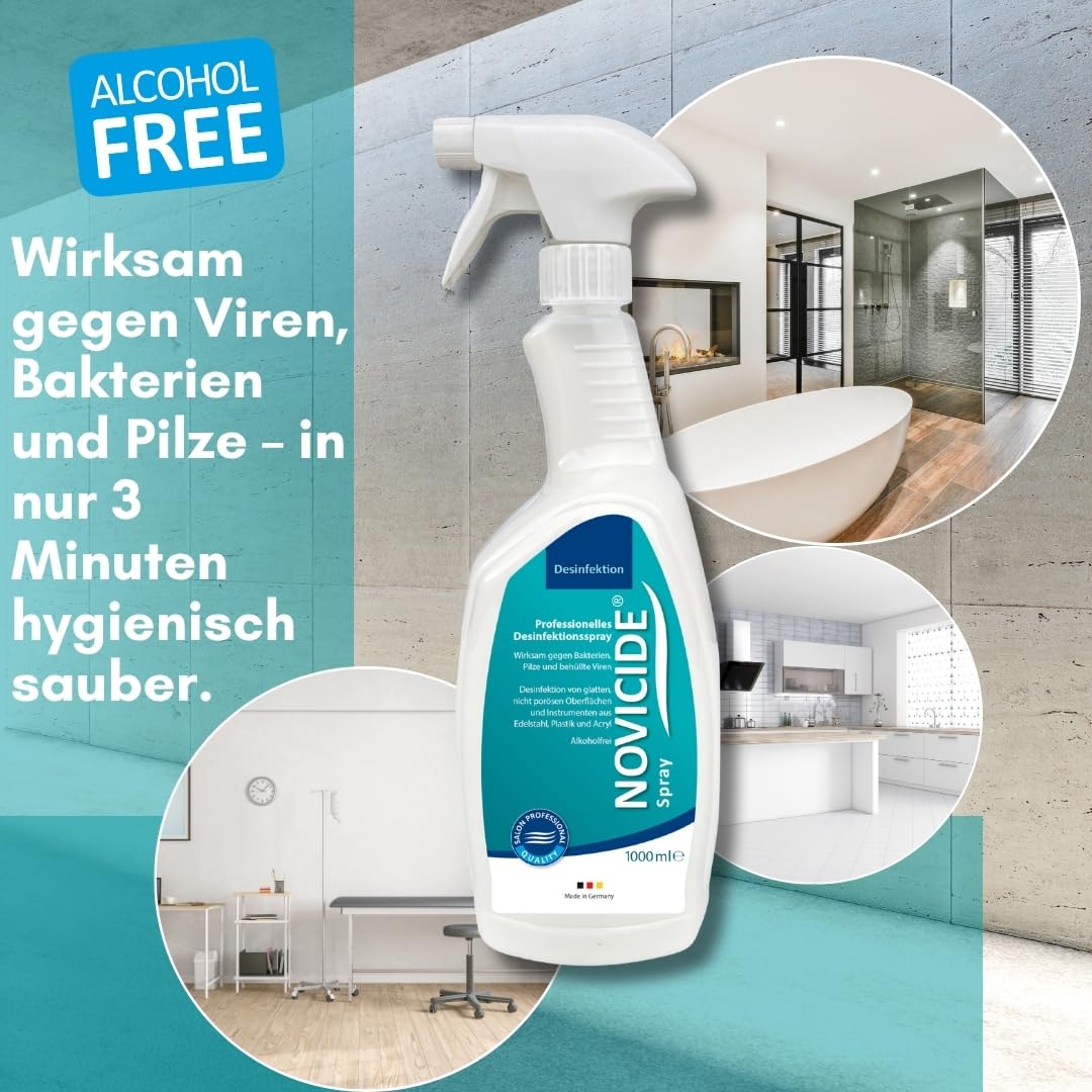 Desinfektionsspray 1L Flächendesinfektionsmittel alkoholfrei | Gebrauchsfertig, keine Mischung nötig. 3 Min. Einwirkzeit, hinterlässt keine Schlieren oder Rückstände.