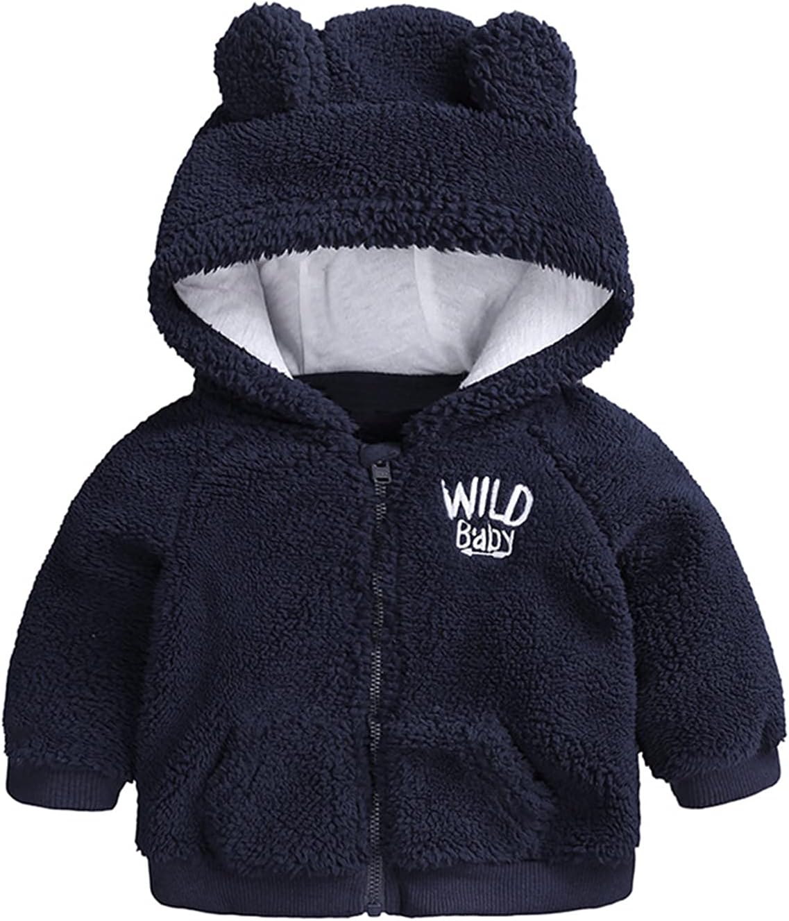 Verve Jelly Newborn Infant Baby Boys Girls Cartoon Fleece Hooded Jacket Coat with Ears Warm Outwear Coat Zipper Up Overcoat Fall Winter Thick Clothes