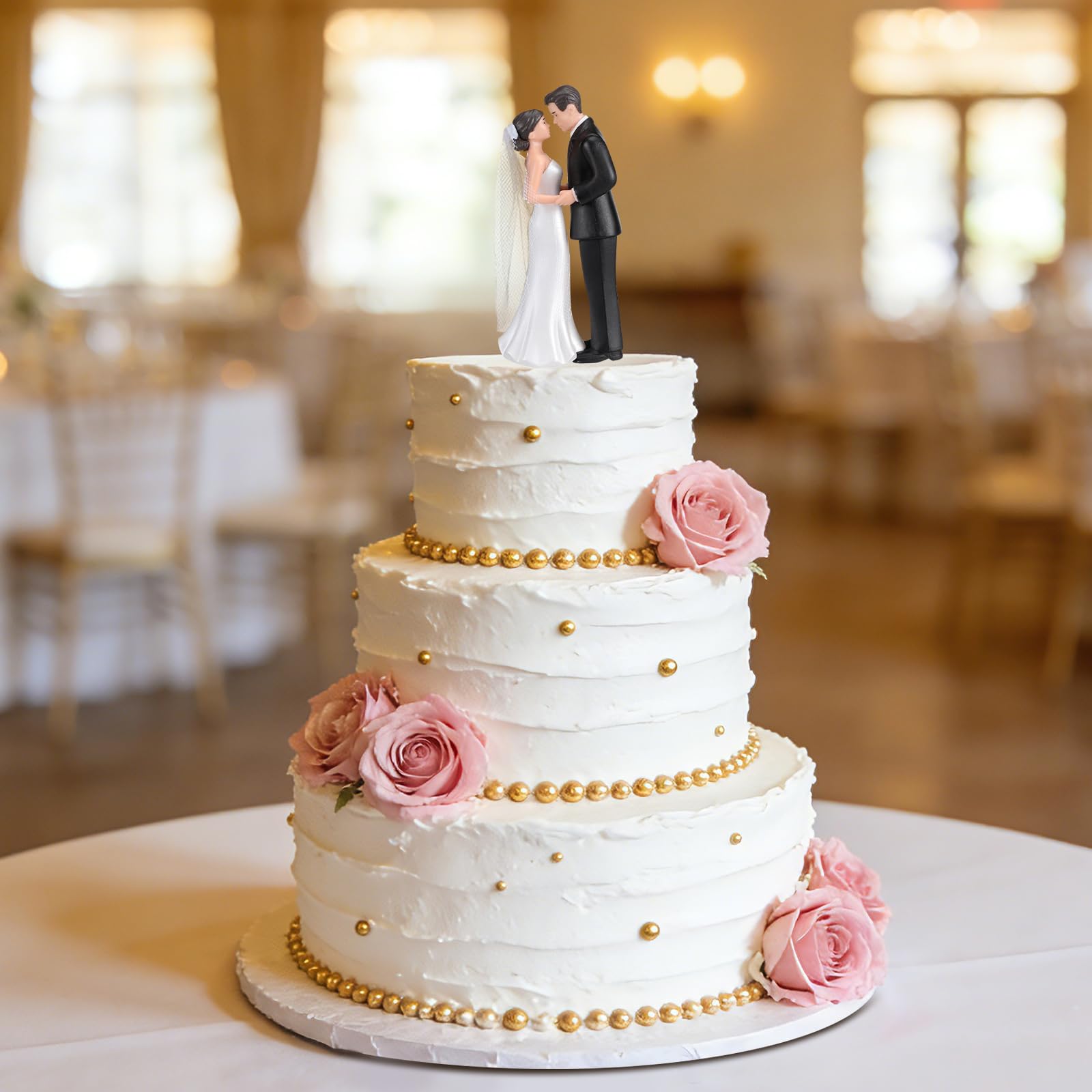Sposini per Torta Matrimonio, Cake Topper Matrimonio, Statuine Sposi per Torta Nuziale, Base Adatta al Contatto Alimentare, per La Decorazione Della Torta, Decorazione Della Tavola