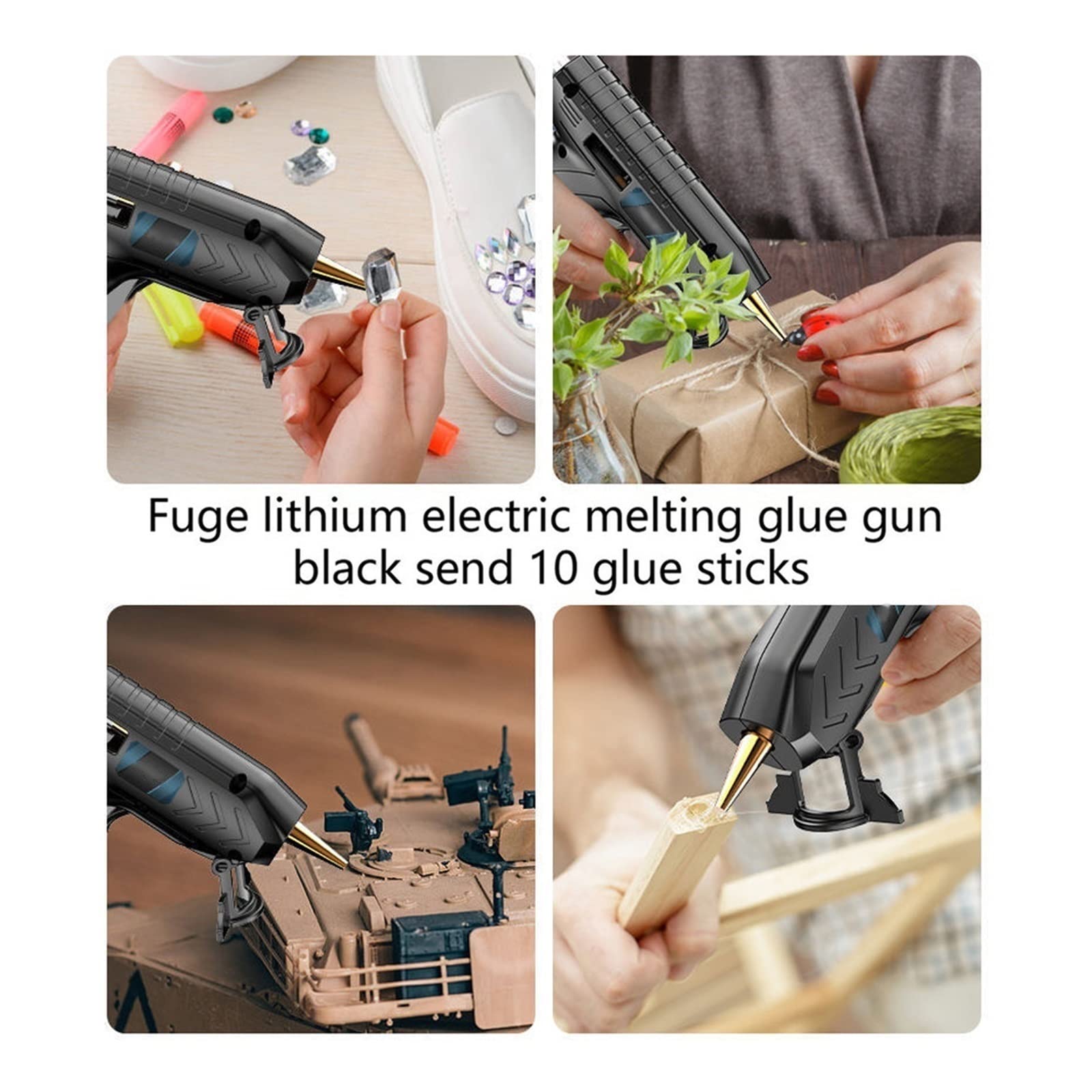 Pistola For Colla A Caldo Elettrica Portatile Con Stick Di Strumenti Riparazione A Spruzzo For For A Fai-da-te Wireless Ricaricabile USB For Uso Domestico Riscaldamento Rapido(10 glue sticks)