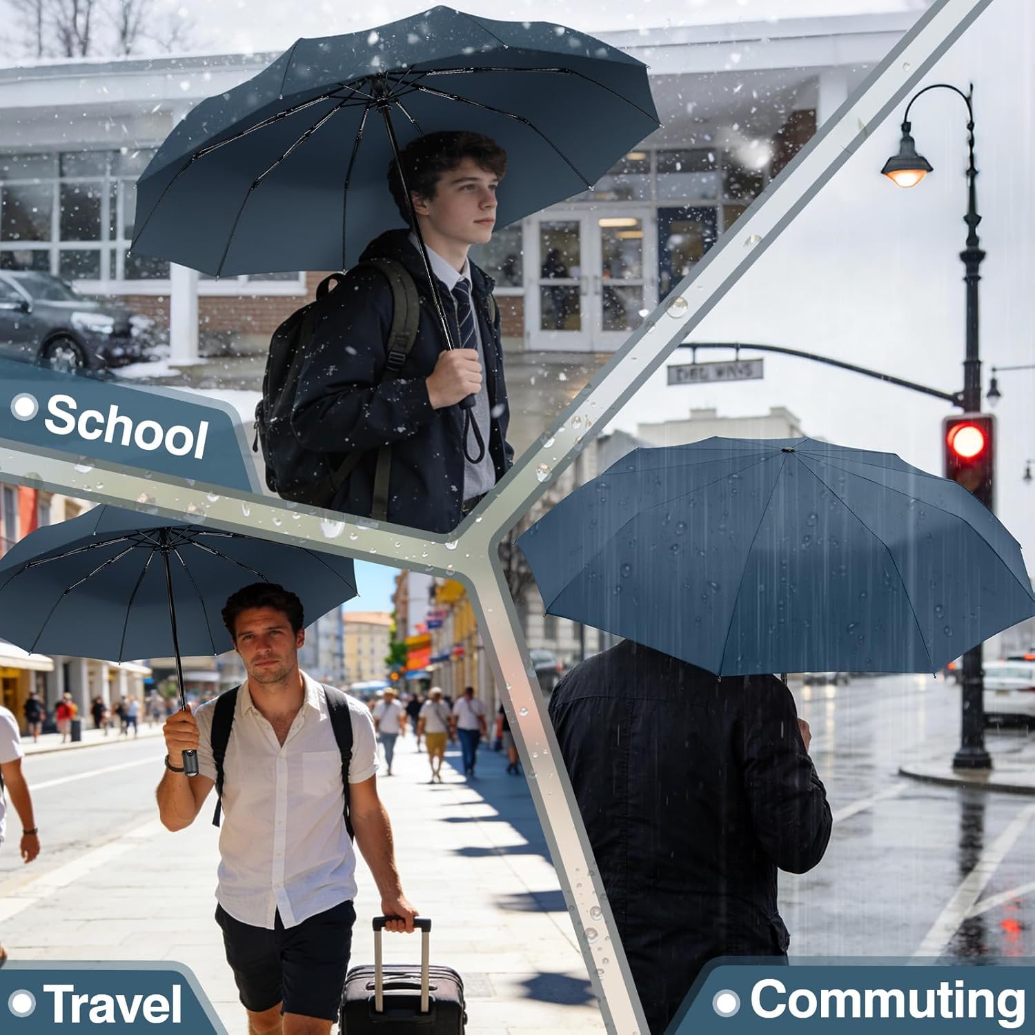 ZOMAKE Travel Umbrella Compact - 10 Ribs Portable Collapsible Umbrellas for Rain Windproof - Paraguas Automatic Small Folding Umbrella Lightweight Packable Umbrella for Women Men