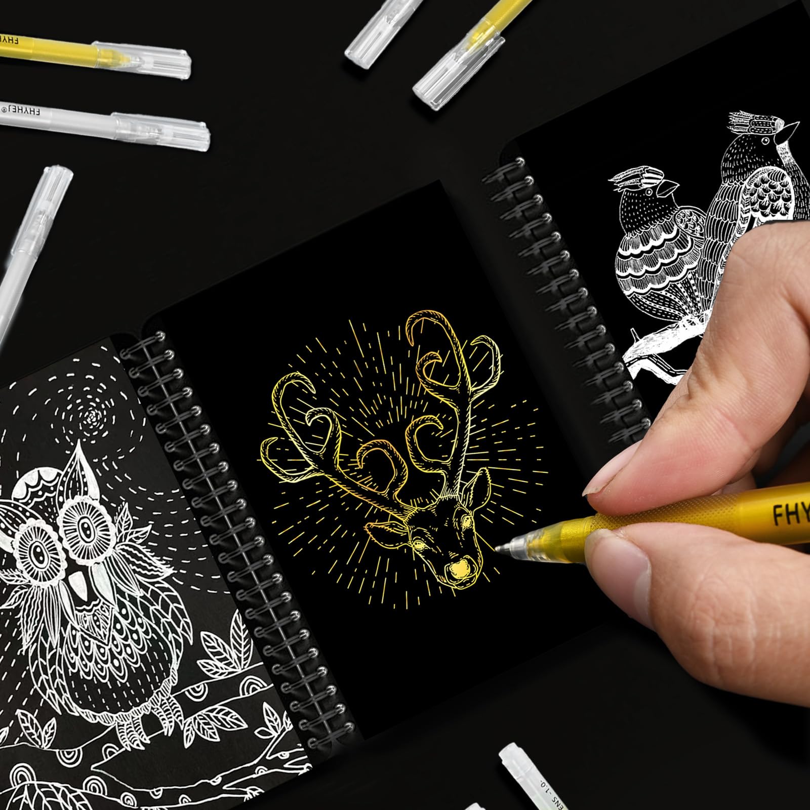 Fhyhej Gold Silver White Gel Pens 1 0mm Fine Point Gel Ink Pen Archival Ink Pens for Black — view 7