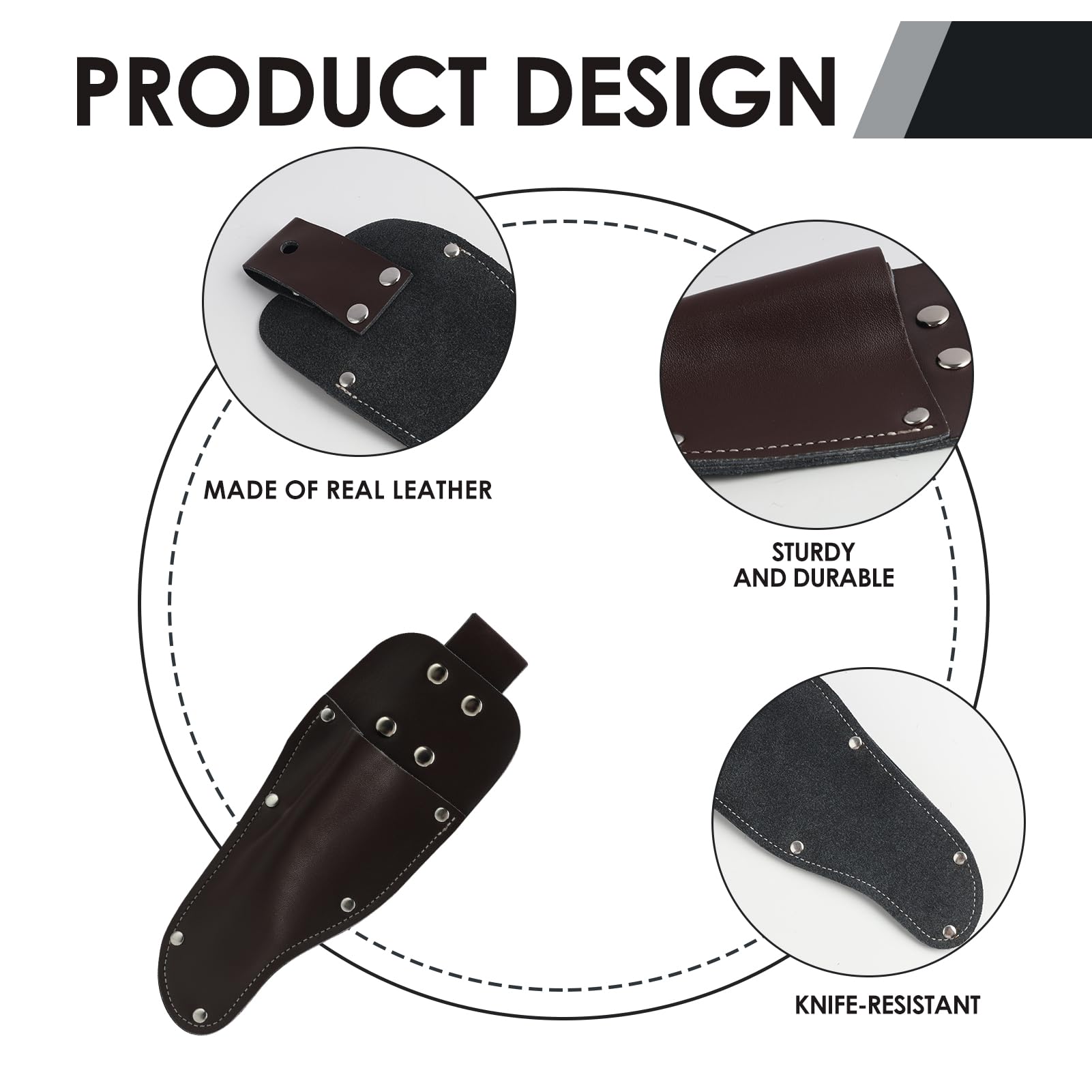 Funda Tijeras Podar, Pruner Holster, Funda de Cinturón para Cuchillo o Tijeras de Podar, Funda de Cuero Portátil Reforzada con Remaches, Ideal para Jardinería y Actividades al Aire Libre