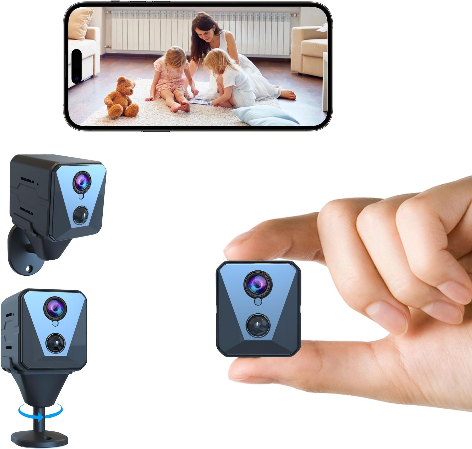 2025 Upgraded Security Camera, 4K HD Mini Nanny Cam for Home with Night Vision, WiFi Indoor Camera, 100 Days Long Battery Life, Motion Detection, Remote Viewing, Wireless Surveillance Cam