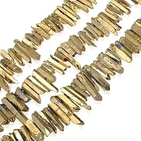 Vista 18 de Adabele - 2 hebras de piedras preciosas sueltas de cuarzo blanco natural en bruto curativo, punta perforada grande (30 pulgadas) GA-E1