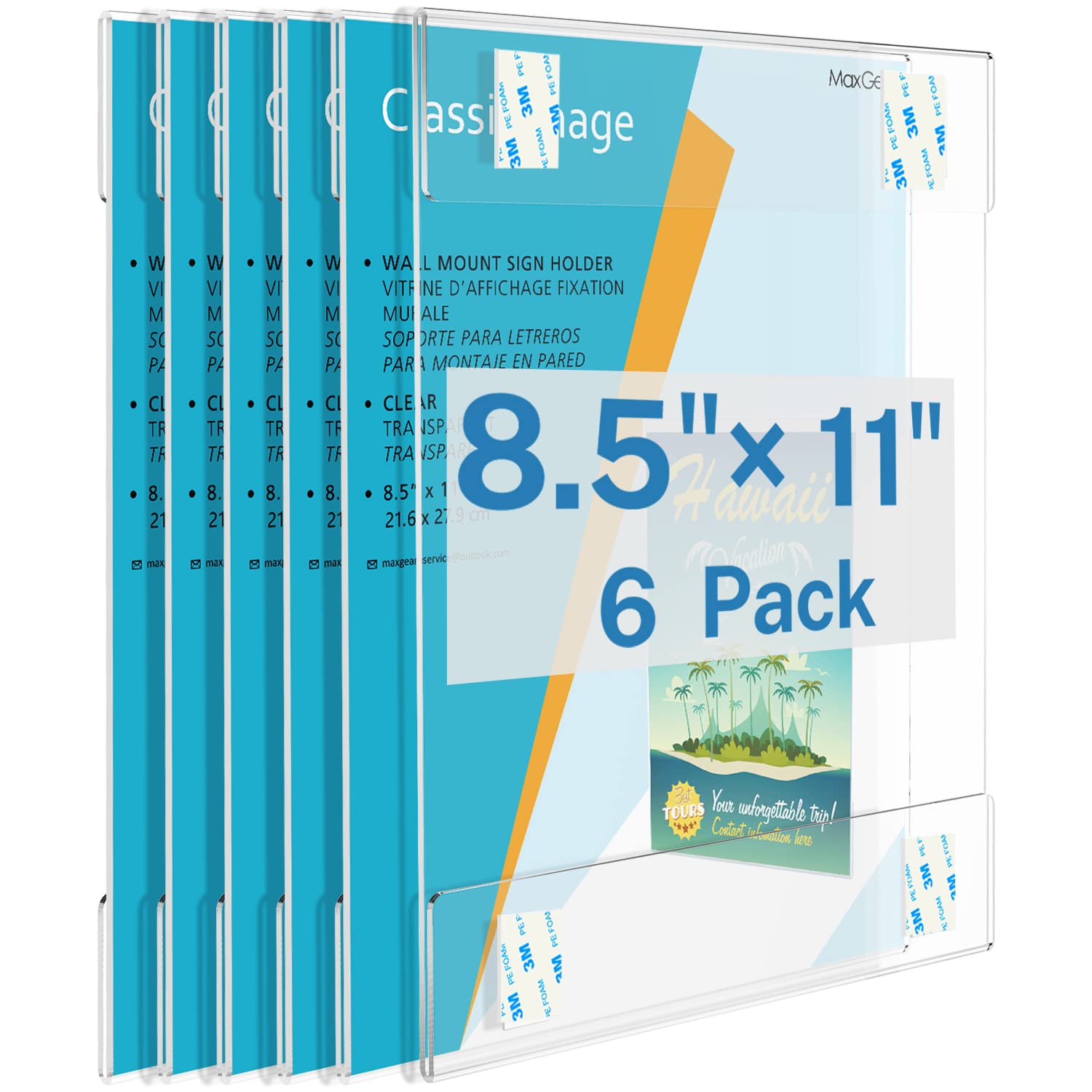 MaxGear Acrylic Sign Holder 8.5 x 11 Sign Holders Plastic Frames Clear