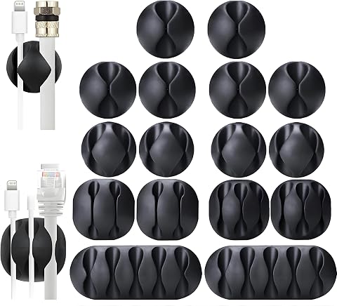 16PCS Cable Clips, Self Adhesive Cord Holder Organizer Wi...