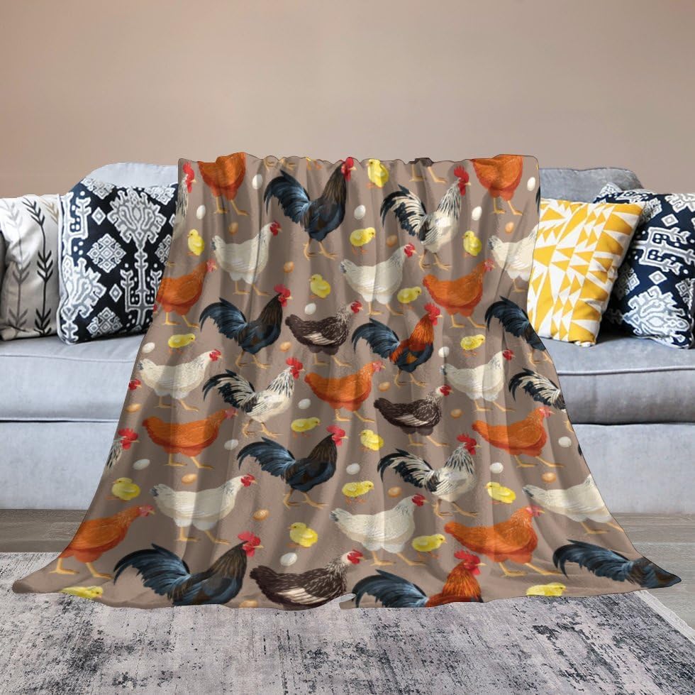 Miniatura 2 de Manta de pollo suave y cálida para sofá, ligera y acogedora para amantes de los pollos, mantas para la cama y mantas para decoración de la sala de