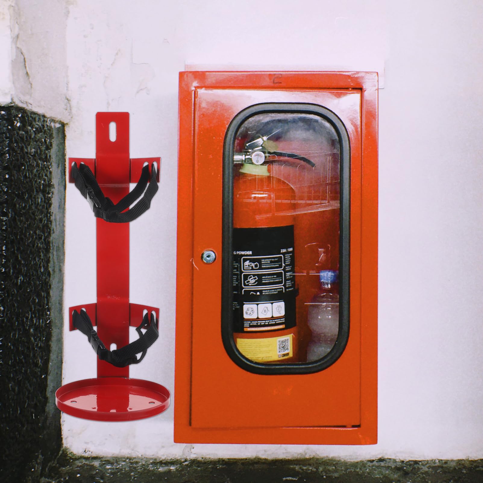POPETPOP Soporte Ajustables con Hierro de para Incendios de Correas Extintor en Fácil de Poliéster Diseño para Montaje Pared Instalación y para Hogar Hotel