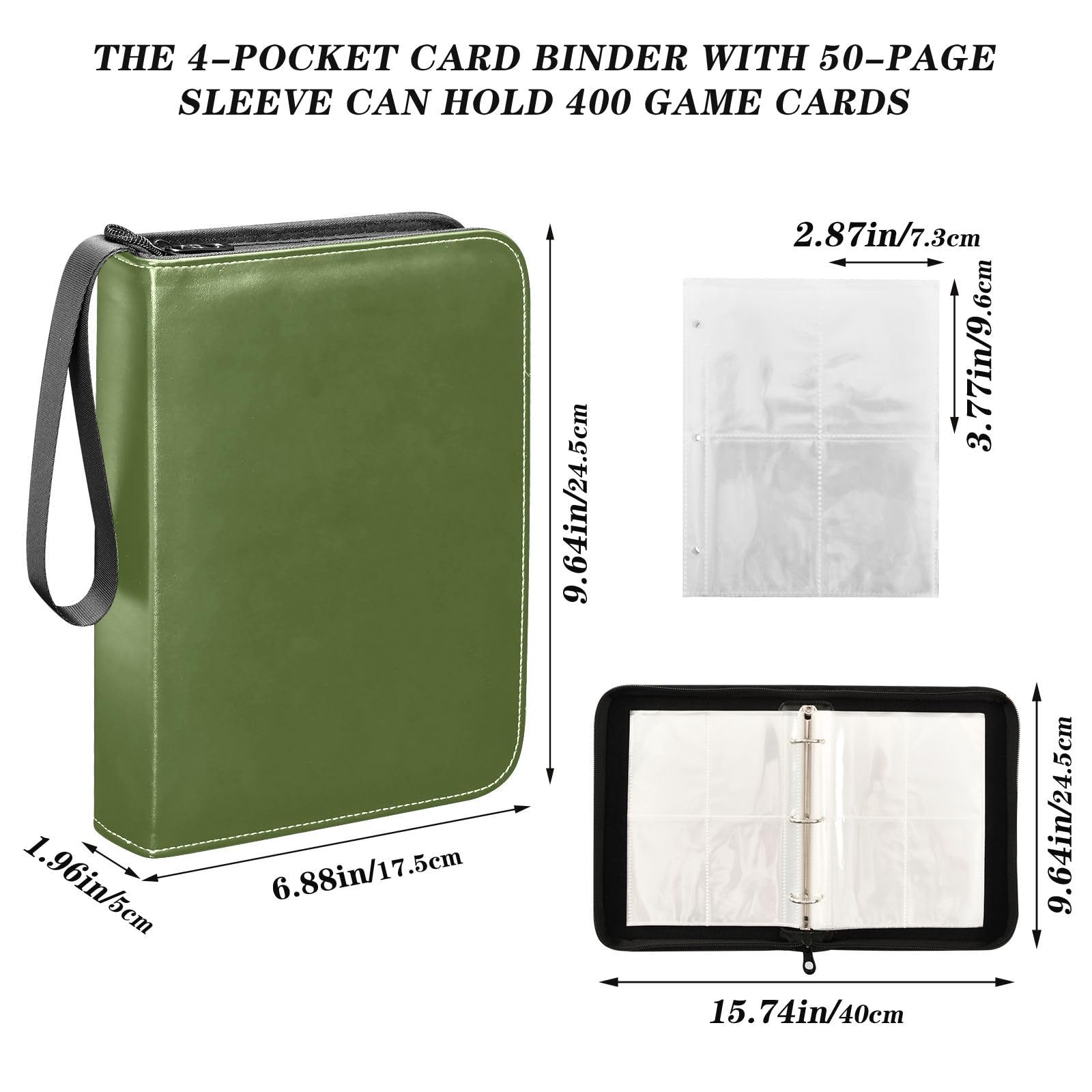 Amazon.com: Dark Olive Green Card Binder 4 Pocket, 400 Pockets Card Holder with 50 Sleeves Card Holder Protectors Set : Toys & Games Amazon.com: Dark Olive Green Card Binder 4 Pocket, 400 Pockets Card Holder with 50 Sleeves Card Holder Protectors Set : Toys & Games