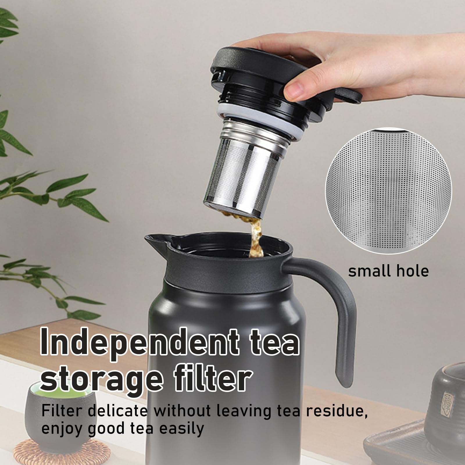 Koffiepot Warm Koud Thermoskan, 1.5 L, Dubbelwandige Vacuüm