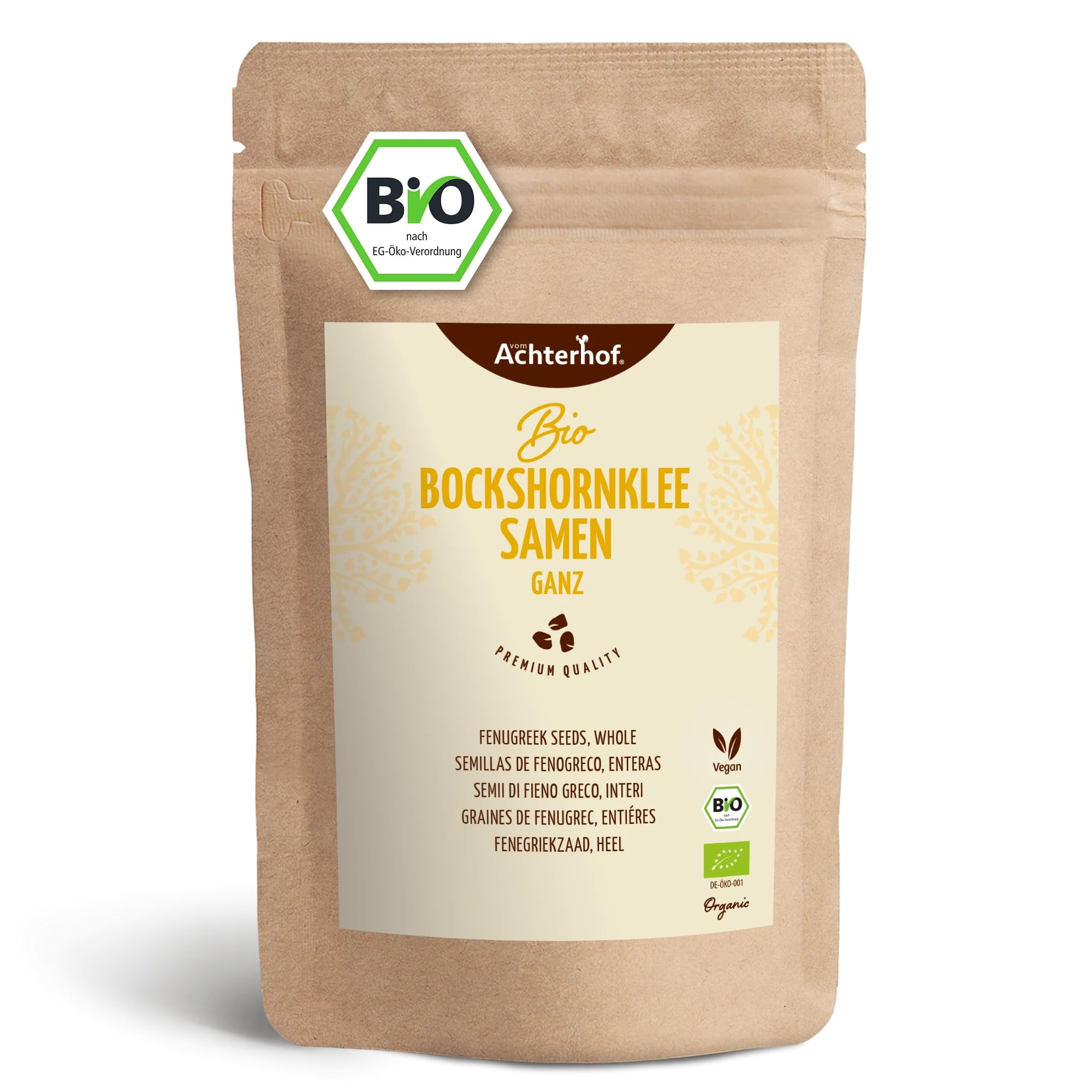 Bockshornklee Samen ganz BIO (500g) | Bockshorn-Tee | Bockshornkleesamen | Ideal als Tee oder Gewürz | Fenugreek Seeds Whole Organic