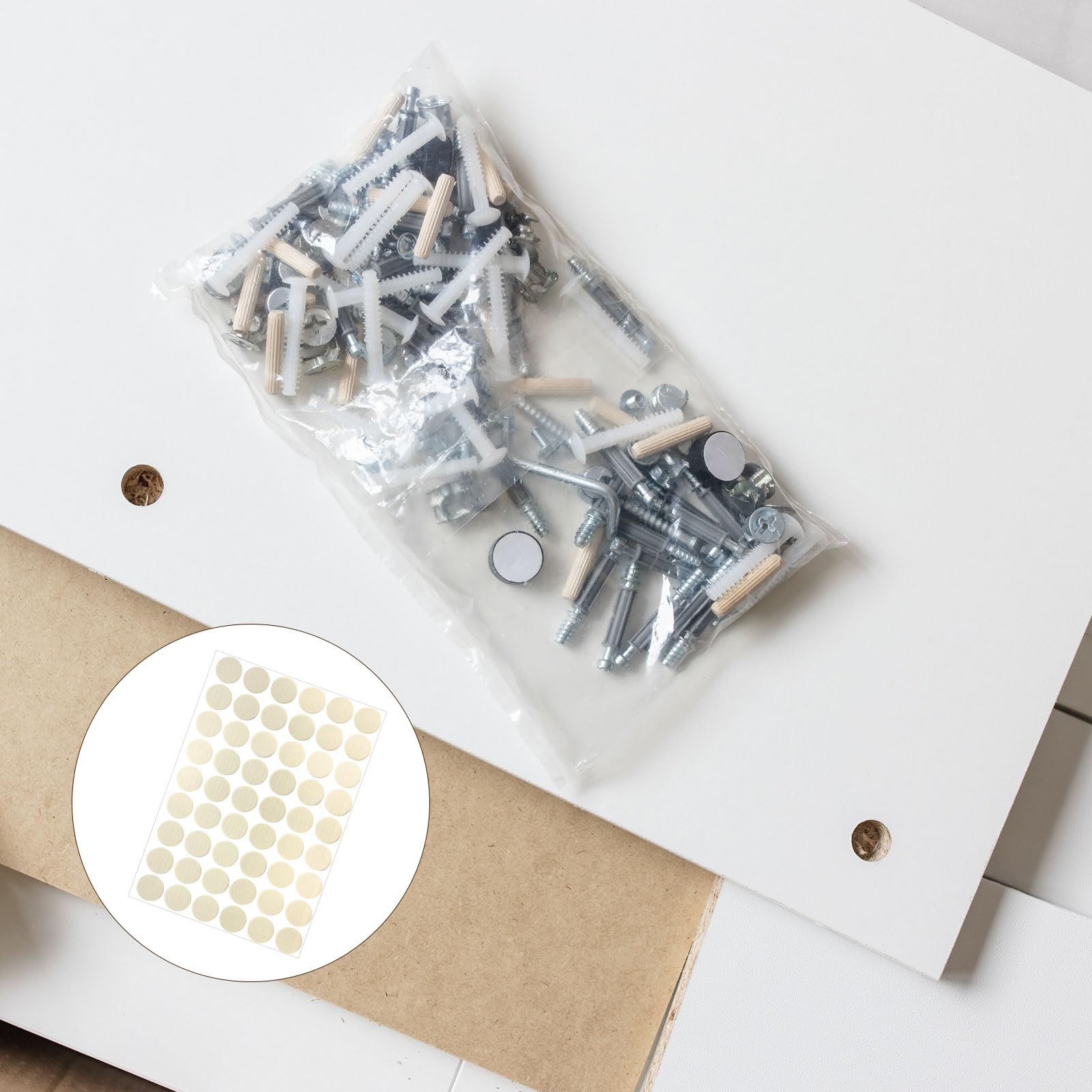 METALLIXITY Screw Hole Cover Stickers (21mm Dia) 162Pcs in 3 Sheet, PVC Shelf Peg Sealing Caps Waterproof - Image 3