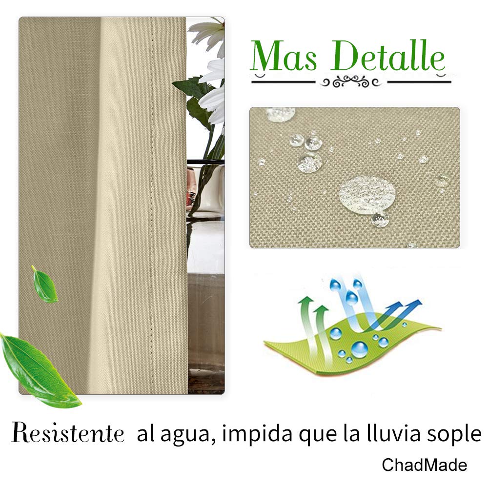 Cortina Impermeable Opaca Para Exterior - Tamaño 213x244cm, Ideal Para Pérgolas Y Porches