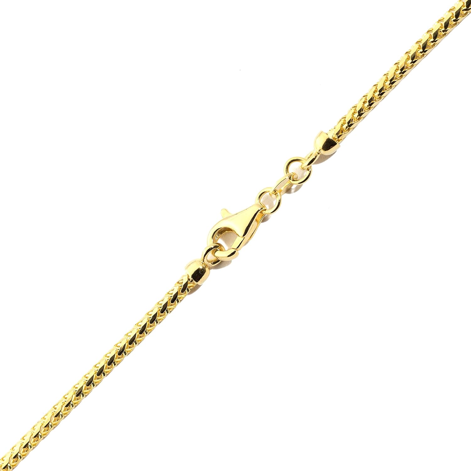 LoveBling 10K Yellow Gold 2.2mm Solid Diamond Cut Franco Chain Bracelet, with Lobster Lock (7", 7.5", 8", 8.5", 9") - Image 3