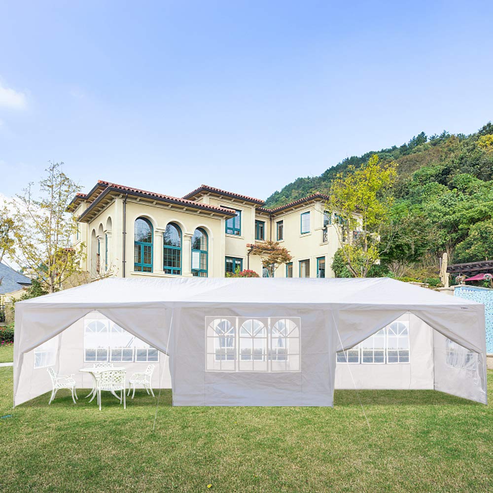 3x9M/3x6M/3x3M Tonnelle Tente Gazebo Pavillon de Jardin Tente de Réception，pour Fête/Mariage/BBQ (3X9M, 7 Bâches)