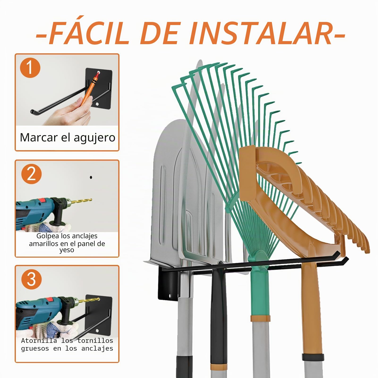 Paquete de 2 ganchos de garaje resistentes, ganchos de almacenamiento de montaje en pared de 30 cm para sillas, sillas de playa, cochecitos, escaleras, herramientas de jardín, mangueras