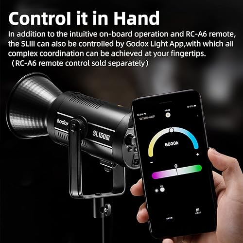 Miniatura 4 de Godox SL200III 215W (MAX.) Luces LED de fotografía de video, luces de estudio Bowens, salida continua, 8 efectos de iluminación preestablecidos,