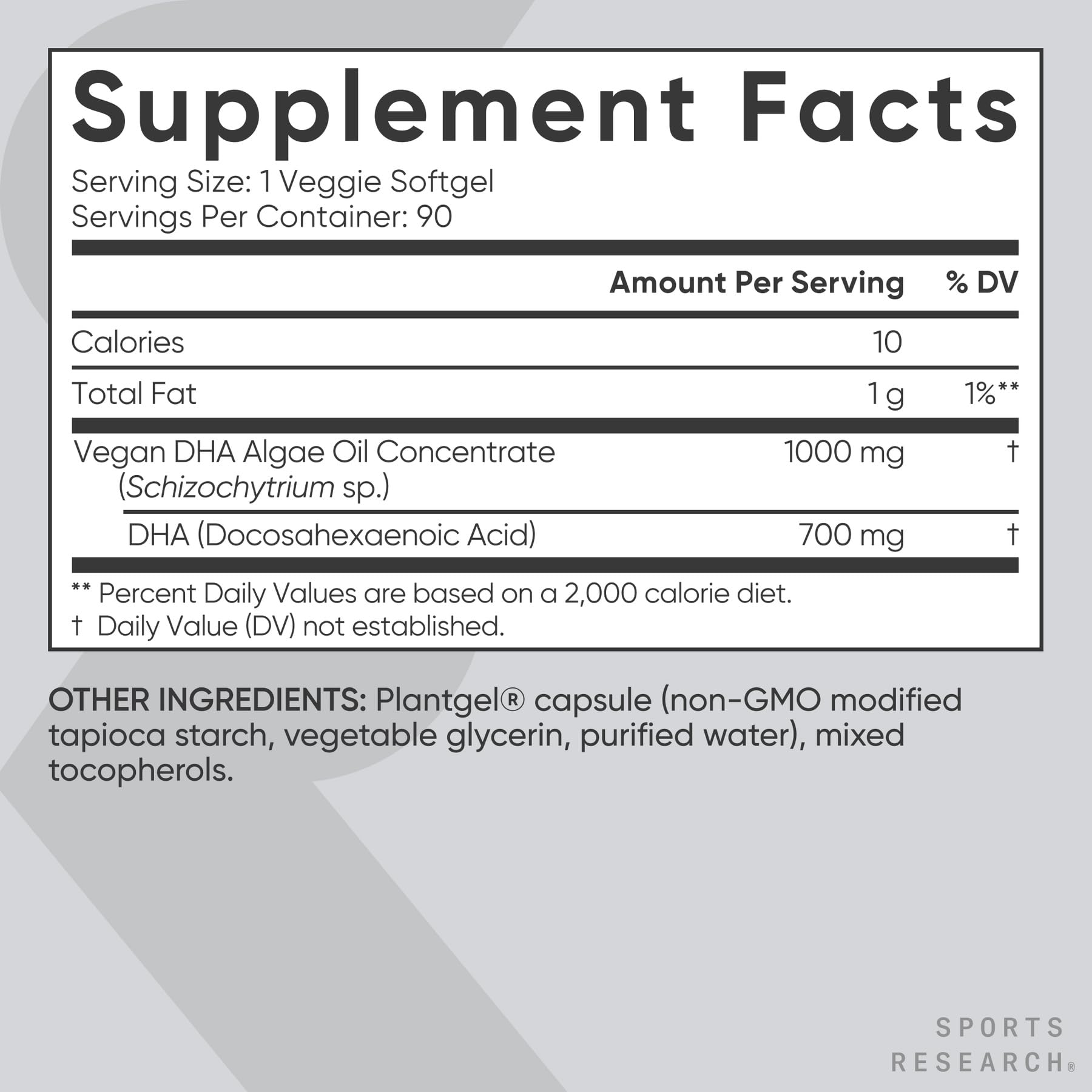 Sports Research® Vegan DHA 700mg from Algae Oil, 90 Count Plantgels™ — Amazon image 5