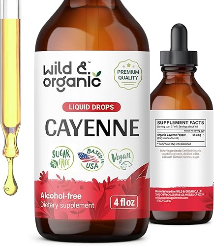 Wild & Organic Tintura de pimienta de cayena  Apoyo digestivo con extracto de capsaicina  Gotas líquidas de pimienta de cayena para el bienestar