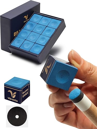 Pro Pool Cue Chalk, Tournament Standard Billiard Chalk, 12 CubesBox with Travel Storage Box,Low Dust, Super Dense, Suitable for SnookerPool8-Ball