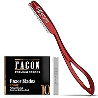 Vista 12 de Facón - Navajas para cortar el cabello - Juego profesional de navajas para peinado con 11 cuchillas de repuesto, herramienta de corte de cabello