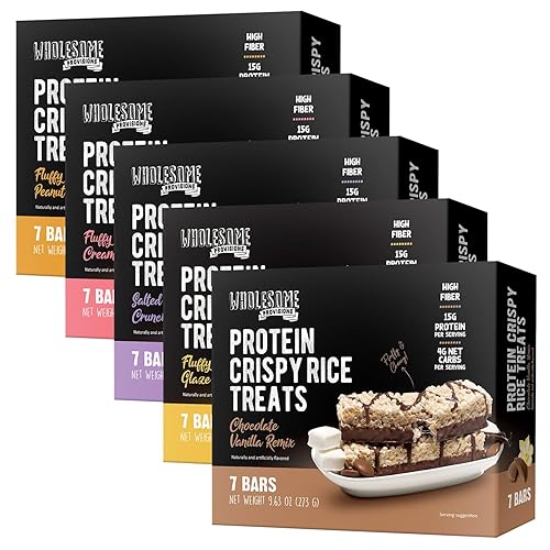 Miniatura 21 de Barritas de Arroz Crujiente con Proteína, 15g de Proteína, 3g-7g de Carbohidratos Netos, Bajo en Carbohidratos, Esponjosas, Blandas, Gomosas, Sin