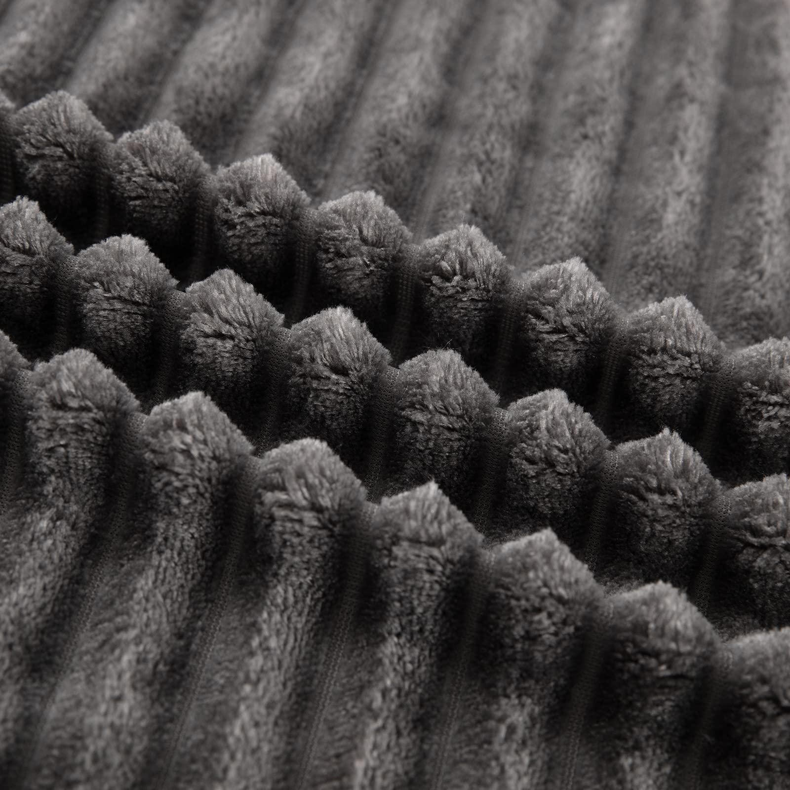 DaysU Manta de forro polar a rayas, suave y acogedora manta reversible de franela Sherpa para sofá, manta de felpa gruesa cálida y esponjosa, tamaño Queen para cama, 1 paquete, 86 x 94 pulgadas, gris