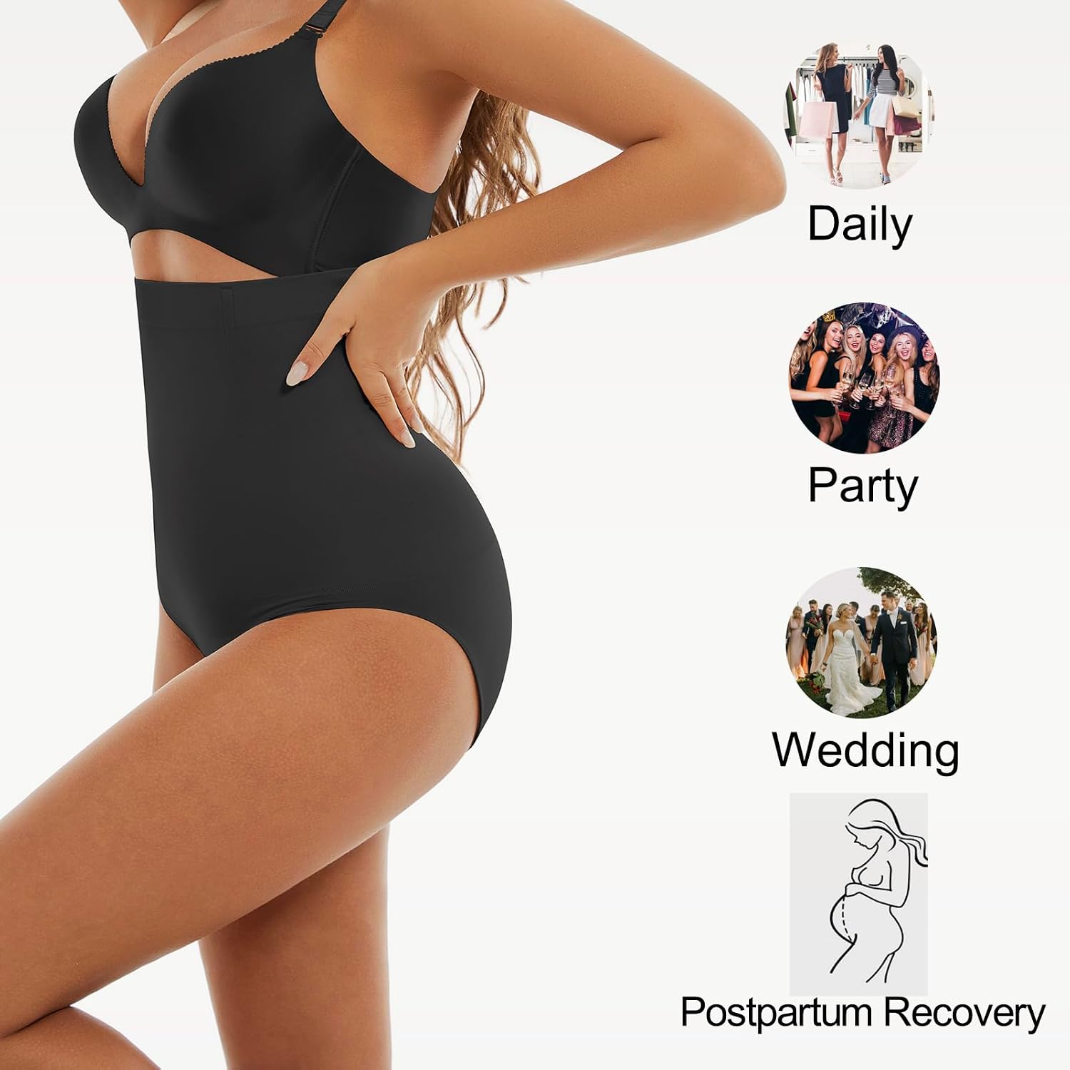 KSKshape High Waisted Tummy Control Shapewear for Women Seamless Compression Underwear Panties Under Dress Body Shaper Girdle